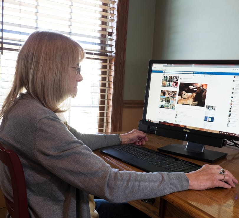 Diana using a computer